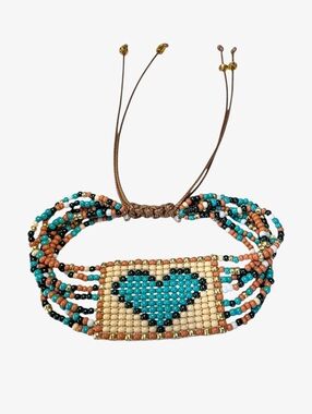 Handmade Beaded Boho Bracelet | Miyuki Boheme Y2K Jewelry Hippie Heart